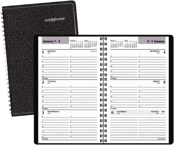 DayMinder - 26 Sheet, 4-7/8 x 8", Weekly Planner - Black - Eagle Tool & Supply