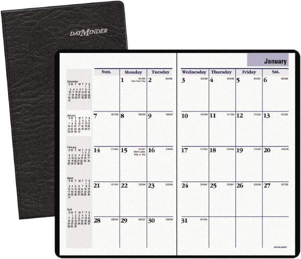 DayMinder - 24 Sheet, 8-1/8 x 10-7/8", Monthly Planner - Black - Eagle Tool & Supply