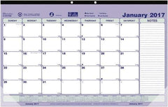 Brownline - 12 Sheet, 6-7/8 x 8-3/4", Desk Pad Calendar - Blue, White & Green - Eagle Tool & Supply