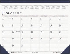 House of Doolittle - 12 Sheet, 8-1/2 x 11", Desk Pad Calendar - White & Blue - Eagle Tool & Supply