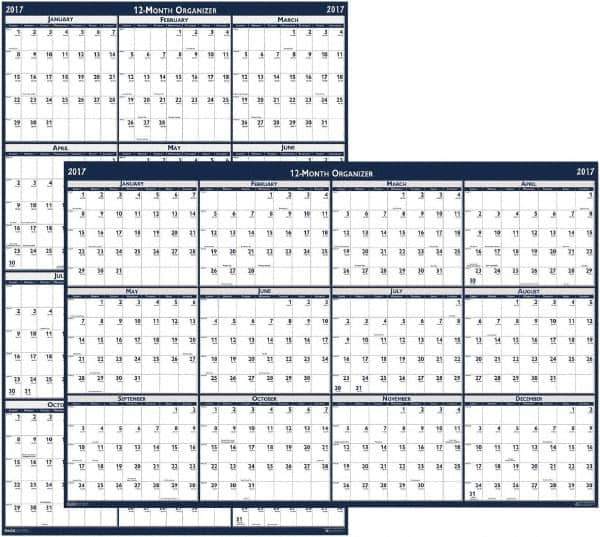 House of Doolittle - 1 Sheet, 48 x 32", Erasable Wall Planner - Blue & Gray - Eagle Tool & Supply