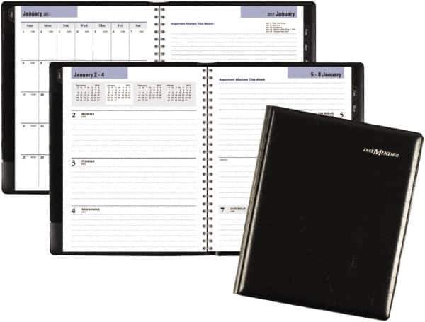 DayMinder - 26 Sheet, 6-7/8 x 8-3/4", Weekly/Monthly Planner - Black - Eagle Tool & Supply