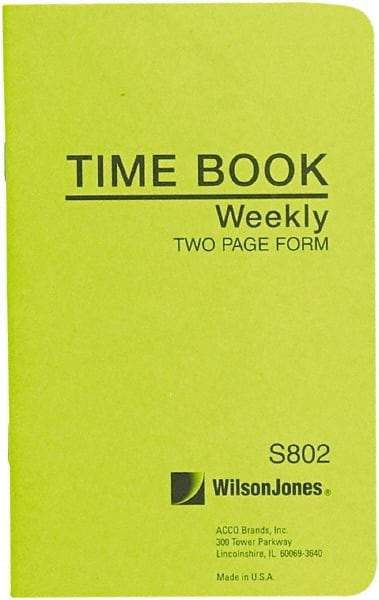 Wilson Jones - 36 Sheet, 4-1/8 x 6-3/4", Foreman\x92s Time Book - White - Eagle Tool & Supply