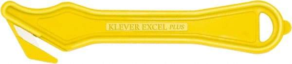 Klever Innovations - Recessed/Hook Blade Safety Cutter - 1-5/8" Carbon Steel Blade, Yellow Nylon Handle, 1 Blade Included - Eagle Tool & Supply