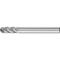 PFERD - SC-1, 1/4" Cut Diam, 1/4" Shank Diam, Carbide Inox Cut End Cut Cylinder with Radius End Burr - Exact Industrial Supply