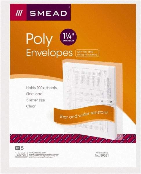 SMEAD - 9-3/4 x 11-5/8", Legal, Transparent Clear, Poly String & Button Envelope - Eagle Tool & Supply