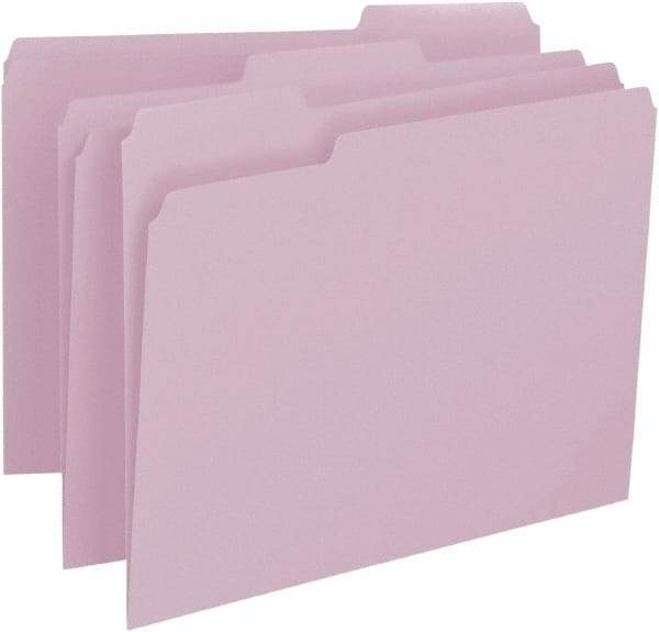 SMEAD - 8-1/2 x 11", Letter Size, Lavender, File Folders with Top Tab - 11 Point Stock, Assorted Tab Cut Location - Eagle Tool & Supply