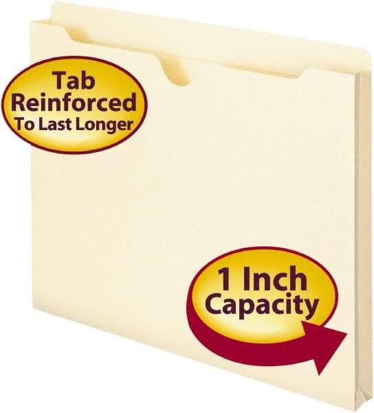 SMEAD - 8-1/2 x 11", Letter Size, Manila, File Jacket - 11 Point Stock, Straight Tab Cut Location - Eagle Tool & Supply