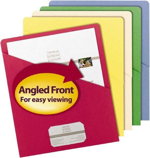 SMEAD - 8-1/2 x 11", Letter Size, Assorted Colors, Pocket Folders - 11 Point Stock - Eagle Tool & Supply