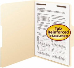 SMEAD - 8-1/2 x 11", Letter Size, Manila, File Folders with Top Tab - 11 Point Stock, Assorted Tab Cut Location - Eagle Tool & Supply
