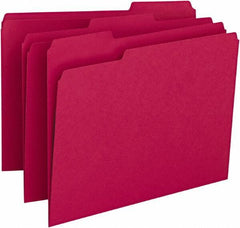 SMEAD - 8-1/2 x 11", Letter Size, Red, File Folders with Top Tab - 11 Point Stock, Assorted Tab Cut Location - Eagle Tool & Supply