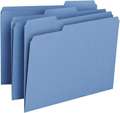SMEAD - 8-1/2 x 11", Letter Size, Blue, File Folders with Top Tab - 11 Point Stock, Assorted Tab Cut Location - Eagle Tool & Supply