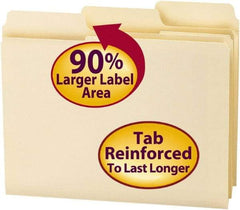 SMEAD - 8-1/2 x 11", Letter Size, Manila, File Folders with Top Tab - 11 Point Stock, Assorted Tab Cut Location - Eagle Tool & Supply