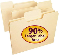 SMEAD - 8-1/2 x 11", Letter Size, Manila, File Folders with Top Tab - 11 Point Stock, Assorted Tab Cut Location - Eagle Tool & Supply