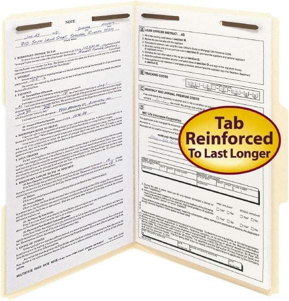 SMEAD - 8-1/2 x 14", Legal, Manila, File Folders with Top Tab - 11 Point Stock, Assorted Tab Cut Location - Eagle Tool & Supply