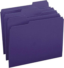SMEAD - 8-1/2 x 11", Letter Size, Navy Blue, File Folders with Top Tab - 11 Point Stock, Assorted Tab Cut Location - Eagle Tool & Supply