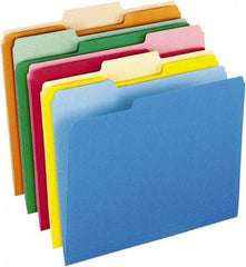 Pendaflex - 8-1/2 x 11", Letter Size, Assorted Colors, File Folders with Top Tab - 11 Point Stock, Assorted Tab Cut Location - Eagle Tool & Supply
