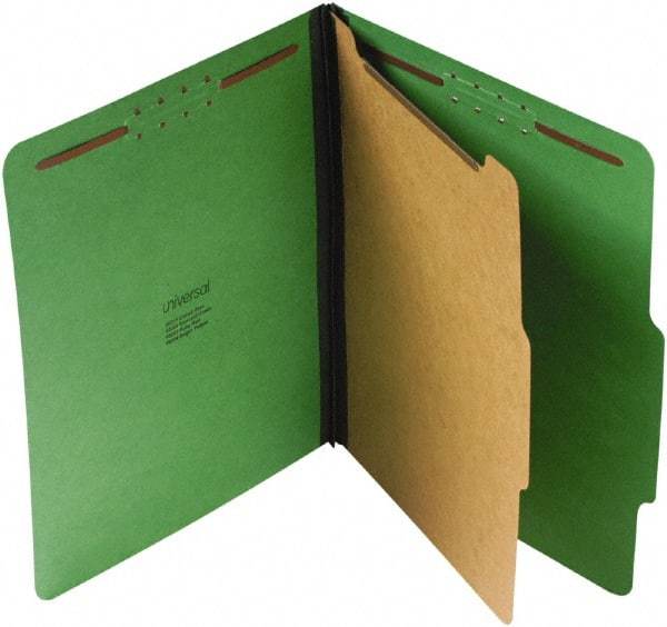 UNIVERSAL - 8-1/2 x 11", Letter Size, Emerald Green, Classification Folders with Top Tab Fastener - 25 Point Stock, Right of Center Tab Cut Location - Eagle Tool & Supply