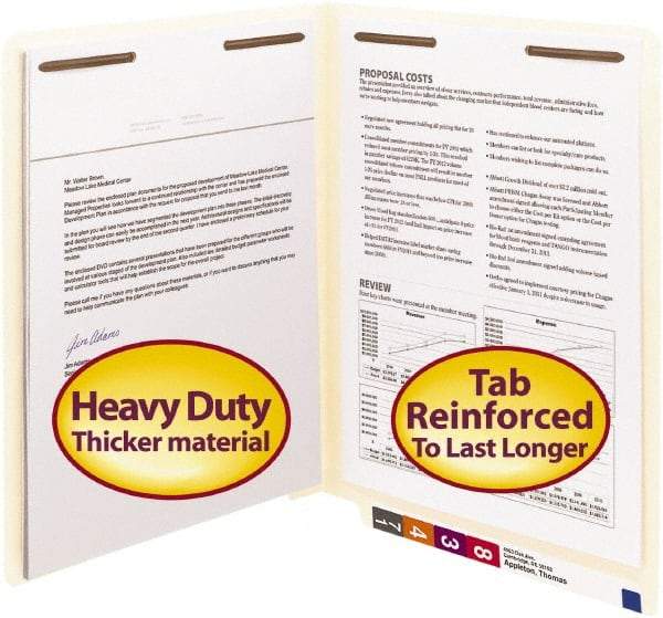 SMEAD - 8-1/2 x 11", Letter Size, Manila, File Folders with End Tab - 14 Point Stock, Straight Tab Cut Location - Eagle Tool & Supply