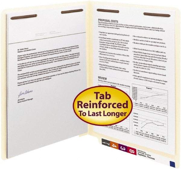 SMEAD - 8-1/2 x 11", Letter Size, Manila, File Folders with End Tab - 11 Point Stock, Straight Tab Cut Location - Eagle Tool & Supply