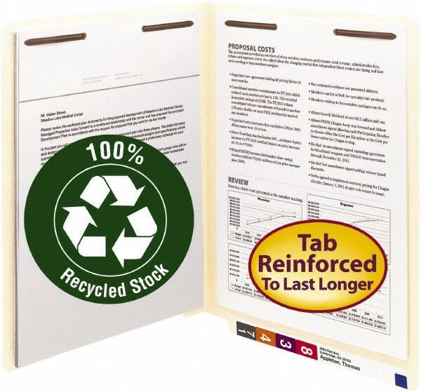 SMEAD - 8-1/2 x 11", Letter Size, Manila, File Folders with End Tab - 11 Point Stock, Straight Tab Cut Location - Eagle Tool & Supply
