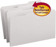 SMEAD - 9-1/2 x 14-1/2", Legal, Gray, File Folders with Top Tab - 11 Point Stock, Assorted Tab Cut Location - Eagle Tool & Supply