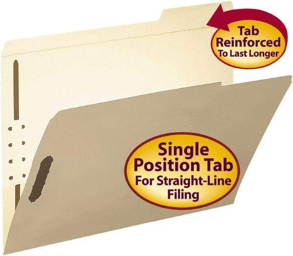 SMEAD - 8-1/2 x 11", Letter Size, Manila, File Folders with Top Tab - 11 Point Stock, 1/3 Tab Cut Location - Eagle Tool & Supply