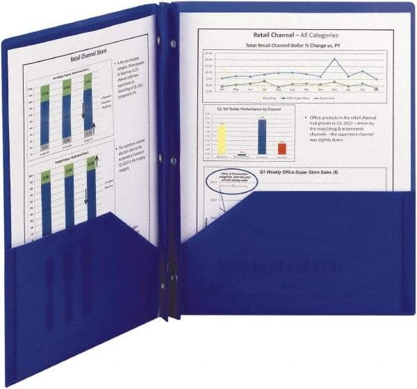 SMEAD - 8-1/2 x 11", Letter Size, Blue, Pocket Folders - Eagle Tool & Supply