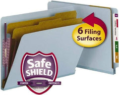 SMEAD - 8-1/2 x 11", Letter Size, Blue, Classification Folders with Top Tab Fastener - 23 Point Stock, Straight Tab Cut Location - Eagle Tool & Supply