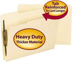SMEAD - 8-1/2 x 11", Letter Size, Manila, File Folders with Top Tab - 14 Point Stock, Assorted Tab Cut Location - Eagle Tool & Supply