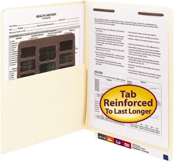 SMEAD - 8-1/2 x 11", Letter Size, Manila, File Folders with End Tab - 11 Point Stock, Straight Tab Cut Location - Eagle Tool & Supply