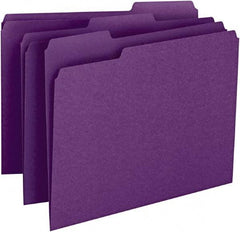 SMEAD - 8-1/2 x 11", Letter Size, Purple, File Folders with Top Tab - 11 Point Stock, Assorted Tab Cut Location - Eagle Tool & Supply