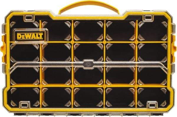 DeWALT - 11" Wide x 2-7/8" High x 17-3/8" Deep, Small Parts Compartment Box - Plastic Frame, 20 Compartments, 2-7/8" High Bin - Eagle Tool & Supply