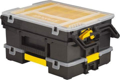 Stanley - 11-3/4" Wide x 5-3/8" High x 15-9/16" Deep, Small Parts Compartment Box - Plastic Frame, 12 Compartments, 5" High x 5" Deep Bin - Eagle Tool & Supply