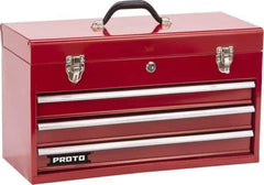 Proto - 1 Compartment 3 Drawer Tool Box - 20-3/16" Wide x 8-3/4" Deep x 11-3/4" High, Steel, Safety Red - Eagle Tool & Supply