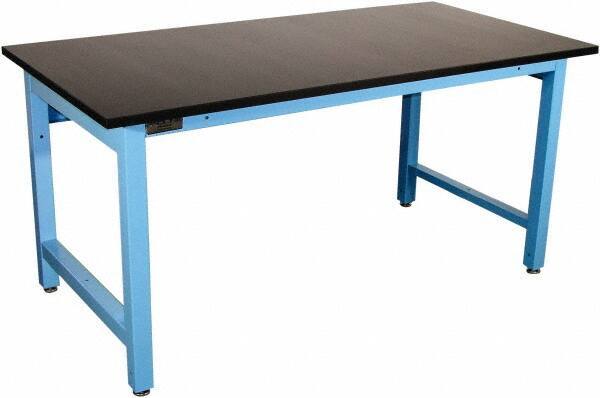 Proline - 72 Wide x 36" Deep x 36" High, Epoxy Resin Workbench - Adjustable Height Legs, Light Blue - Eagle Tool & Supply