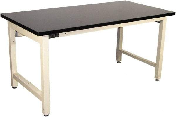 Proline - 72 Wide x 36" Deep x 36" High, Chem-Guard Workbench - Adjustable Height Legs, Light Beige - Eagle Tool & Supply