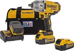 DeWALT - 1/2" Drive 20 Volt Mid-Handle Cordless Impact Wrench & Ratchet - 1,900 RPM, 0 to 2,400 BPM, 700 Ft/Lb Torque, 3 Lithium-Ion Batteries Included - Eagle Tool & Supply