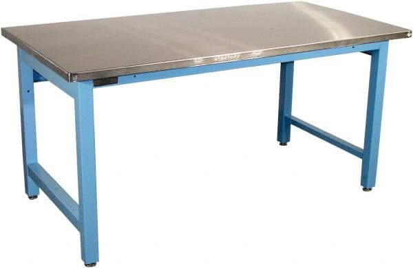 Proline - 72 Wide x 30" Deep x 36" High, Stainless Steel Workbench - Adjustable Height Legs, Light Blue - Eagle Tool & Supply