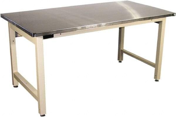 Proline - 72 Wide x 30" Deep x 36" High, Stainless Steel Workbench - Adjustable Height Legs, Light Beige - Eagle Tool & Supply