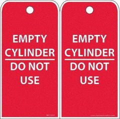 NMC - 6" High x 3" Long, EMPTY CYLINDER-DO NOT USE, English Safety & Facility Accident Prevention Tag - 2 Sides, White Poly - Eagle Tool & Supply