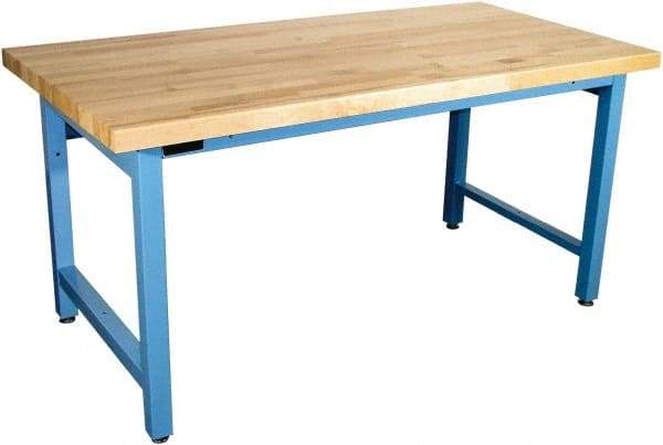 Proline - 72 Wide x 36" Deep x 36" High, Maple Workbench - Adjustable Height Legs, Light Blue - Eagle Tool & Supply