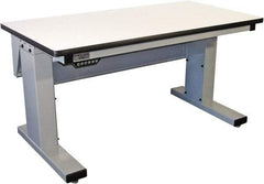Proline - 60 Wide x 30" Deep x 42-1/2" High, Plastic Laminate Workbench - Adjustable Height Legs, Light Gray - Eagle Tool & Supply