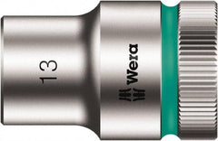 Wera - 1/2" Drive, Standard Hand Socket - 6 Points, Chrome Vanadium, Chrome Finish - Eagle Tool & Supply