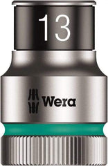Wera - 10 Piece 1/2" Drive Thin Wall Standard Socket Set - 6 Points, 10 to 19mm, Metric Measurement Standard - Eagle Tool & Supply