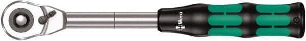 Wera - 1/2" Drive Pear Head Ratchet - Chrome Vanadium Finish, 11" OAL, 72 Gear Teeth, Ergonomic Cushion Grip Handle - Eagle Tool & Supply