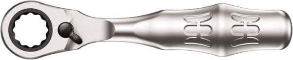 Wera - 1/4" Splined Drive Pear Head Mini-Ratchet Drive - Chrome Vanadium Finish, 4" OAL, 60 Gear Teeth, Forged Grip Handle - Eagle Tool & Supply