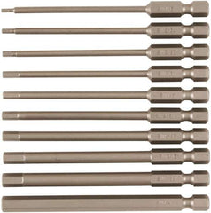 Wiha - 10 Piece, Tamperproof Hex Bit Set - 5/64 to 1/4" Hex, 1/4" Drive, Hex Security Point - Eagle Tool & Supply