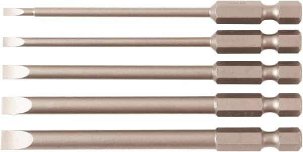 Wiha - 5 Piece, Bit Set - 1/4" Drive, Slotted Point - Eagle Tool & Supply