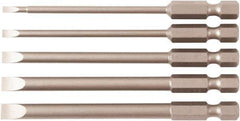 Wiha - 5 Piece, Bit Set - 1/4" Drive, Slotted Point - Eagle Tool & Supply